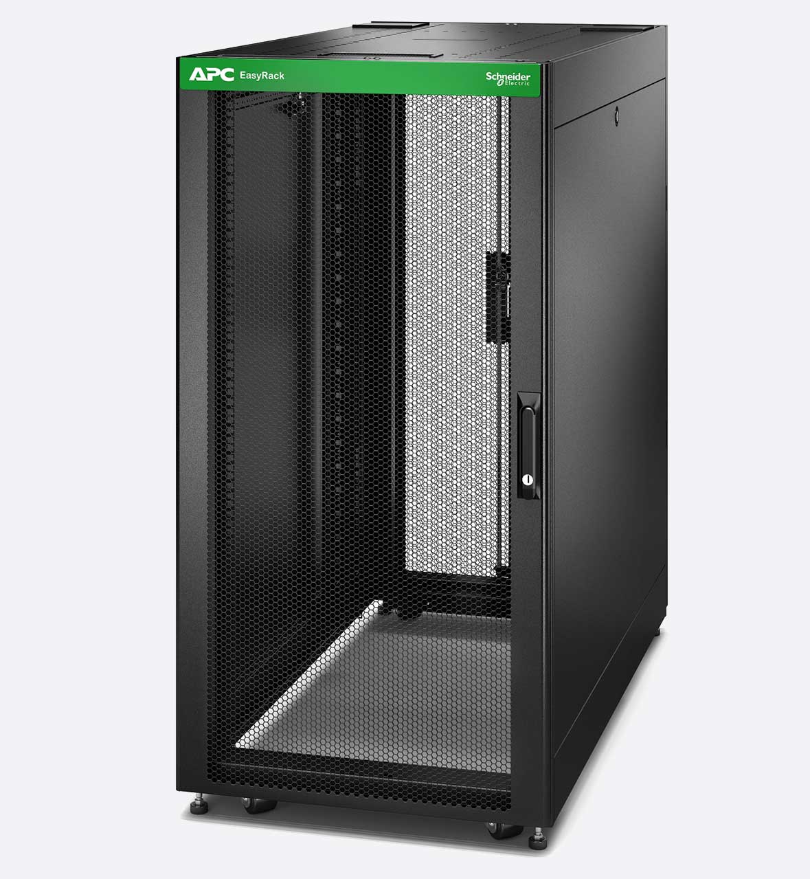 APC Easy Rack, 24U, Black, With Roof, Castors, Feet, 4 Brackets, And Side Panels, No Bottom, 1198H X 600W