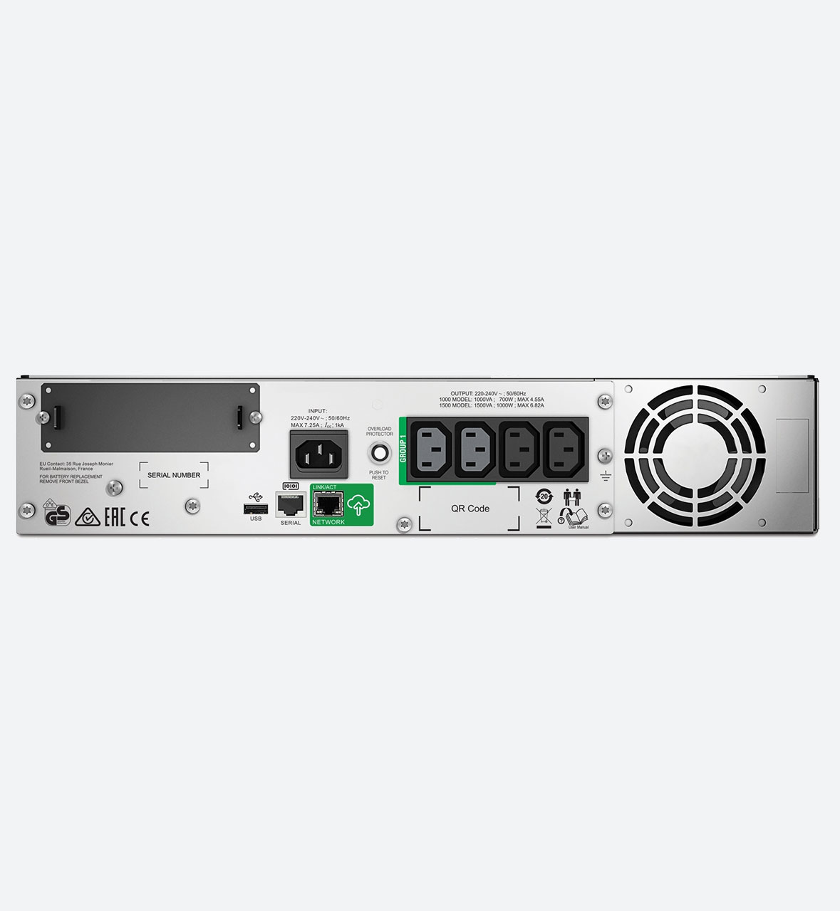 APC Smart-UPS, Line Interactive, 1000VA / 1500VA, Rack mount 2U, 230V, 4x IEC C13 outlets, SmartConnect Port+SmartSlot, AVR, LCD - Image 3