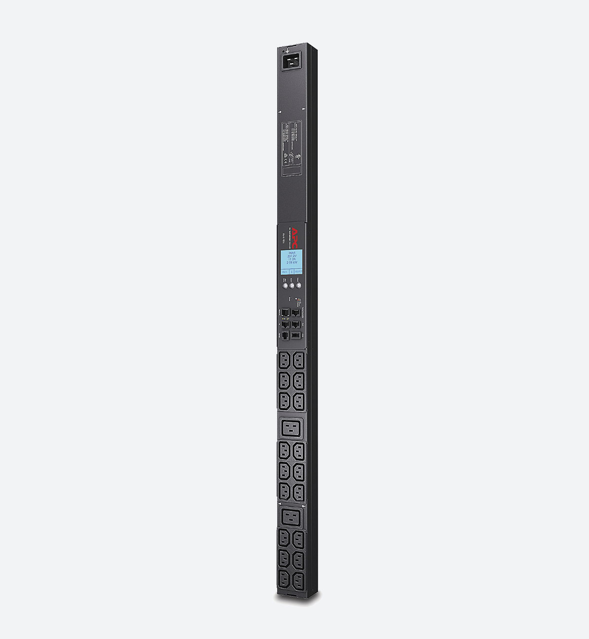 APC NetShelter Metered Rack PDU, 0U, 1PH, 3.7kW 230V 16A, x18 C13 and x2 C19 outlets, IEC 309 cord