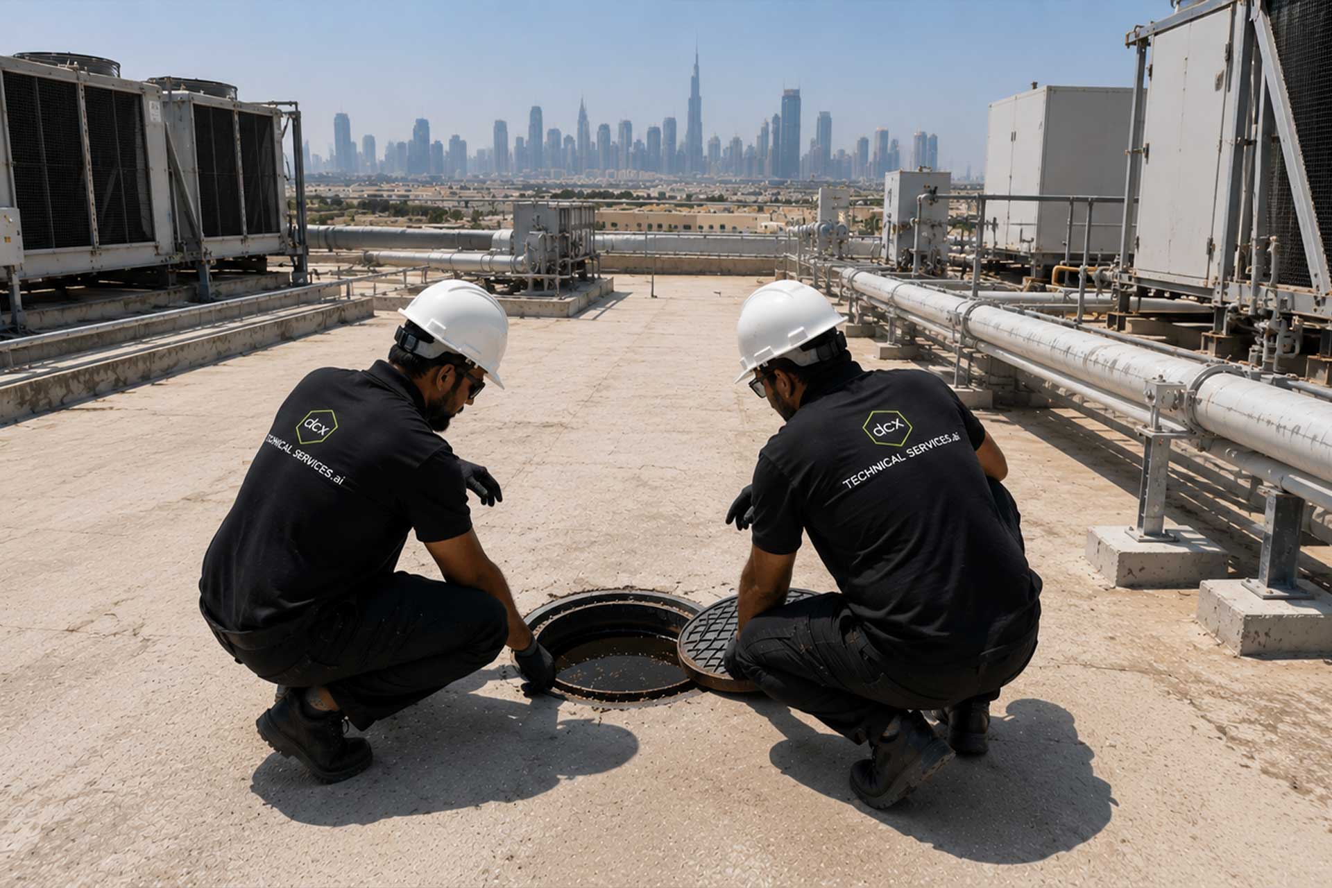 Engineering assessment of rooftop drainage system during water leak investigation in Dubai apartment