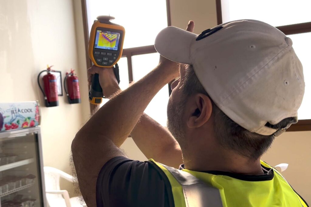 Thermography inspection during mosque roof waterproofing restoration project at Omar Bin Al Khattab Mosque in Hatta Dubai